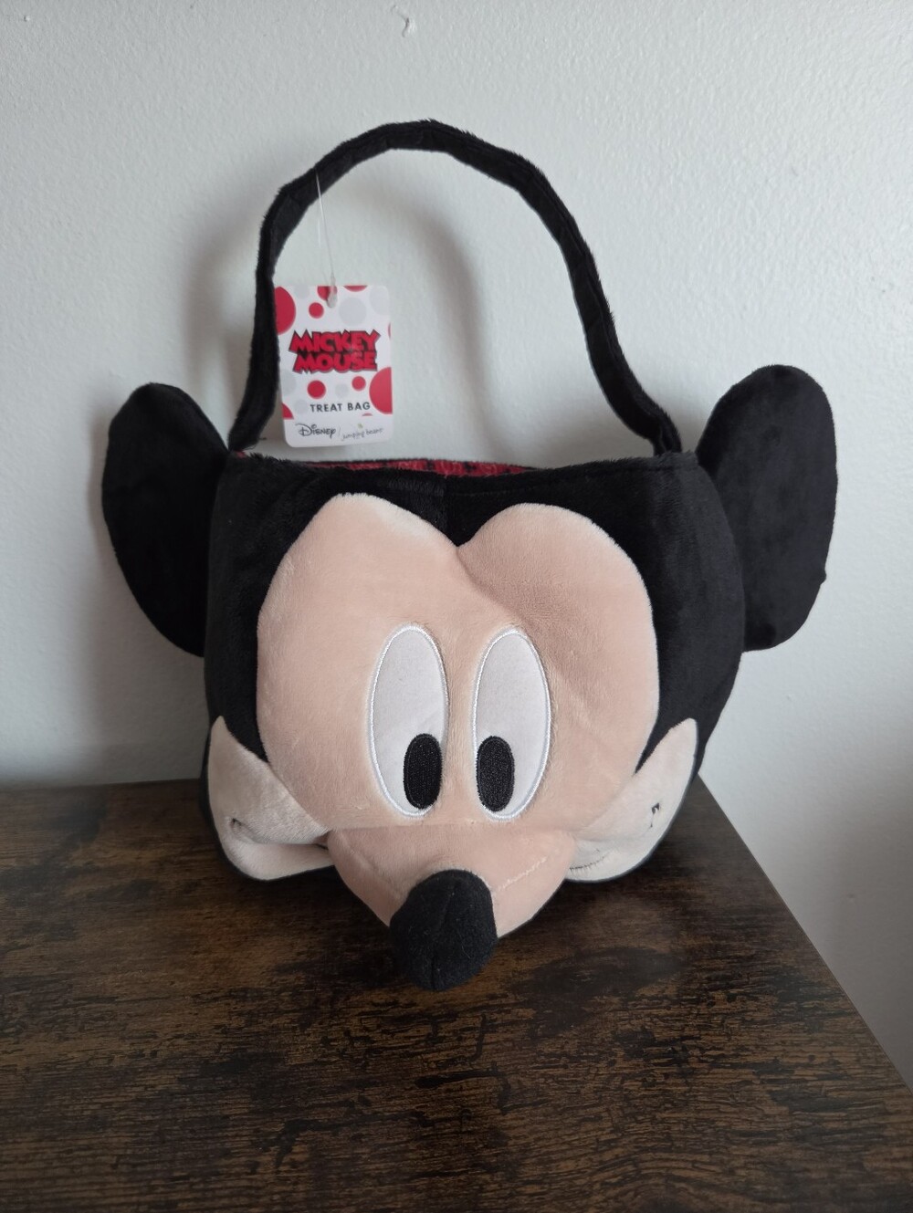 Disney Jumping Beans Mickey Mouse Black Plush Kids Treat Bag Halloween Easter